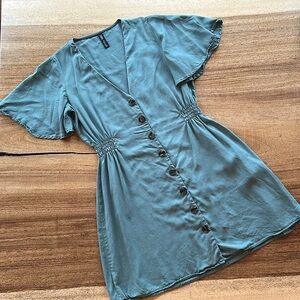Zara Sea Foam Green Button-Down Dress - Size Small